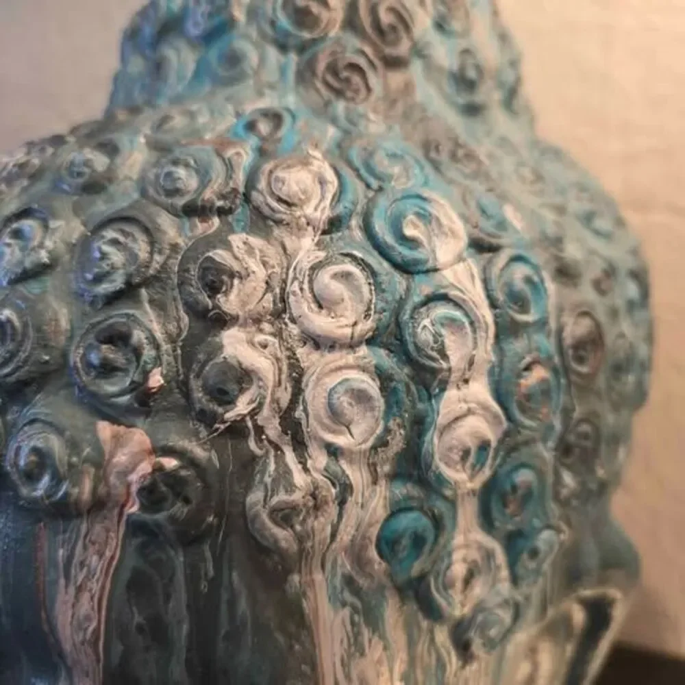 HANDCRAFTED Upcycled Buddah Head HANDPAINTED Tabletop Art Decor